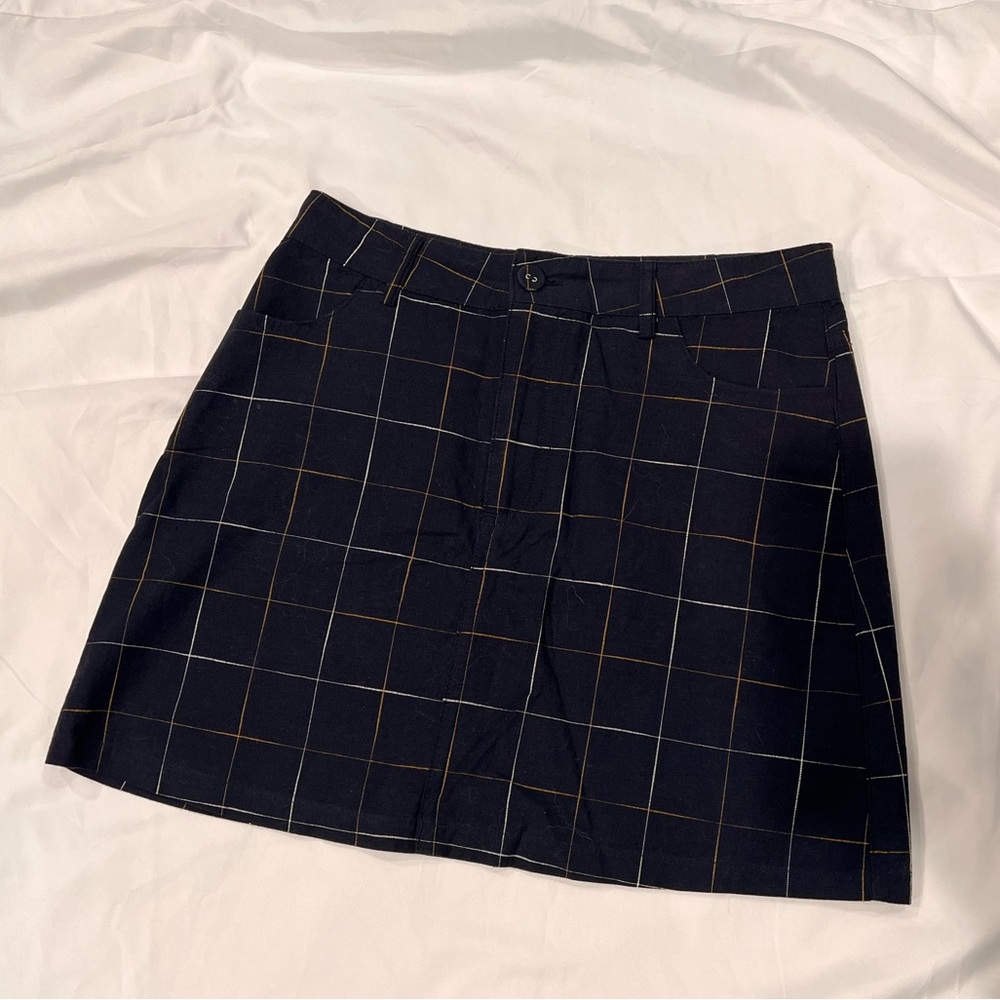 Plaid Navy Blue Mini Skirt